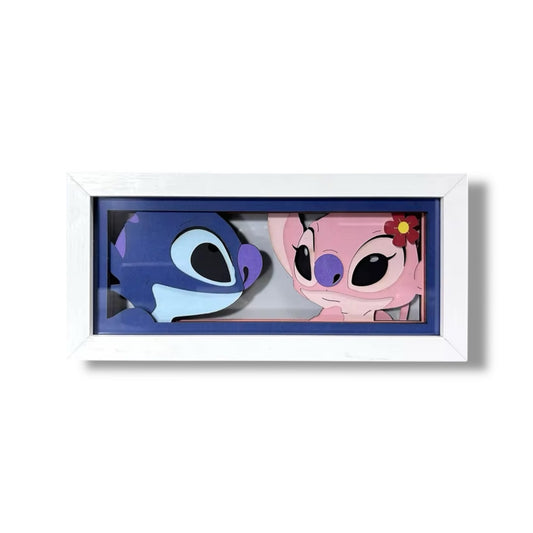 LÁMPARA DE LUZ LED EN 3D CON DISEÑO DE STITCH Y ANGEL