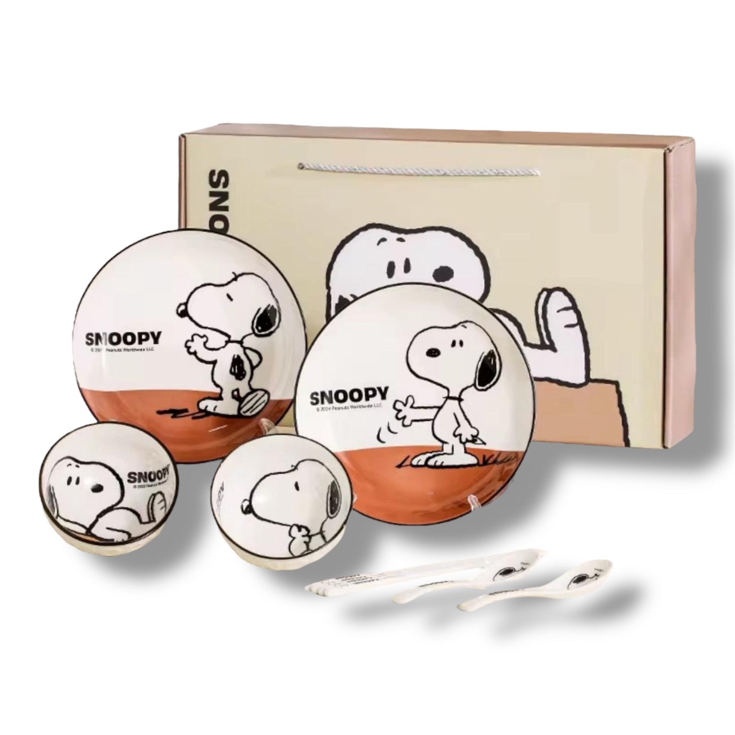 SET DE VAJILLA DE CERÁMICA CON DISEÑO DE SNOOPY