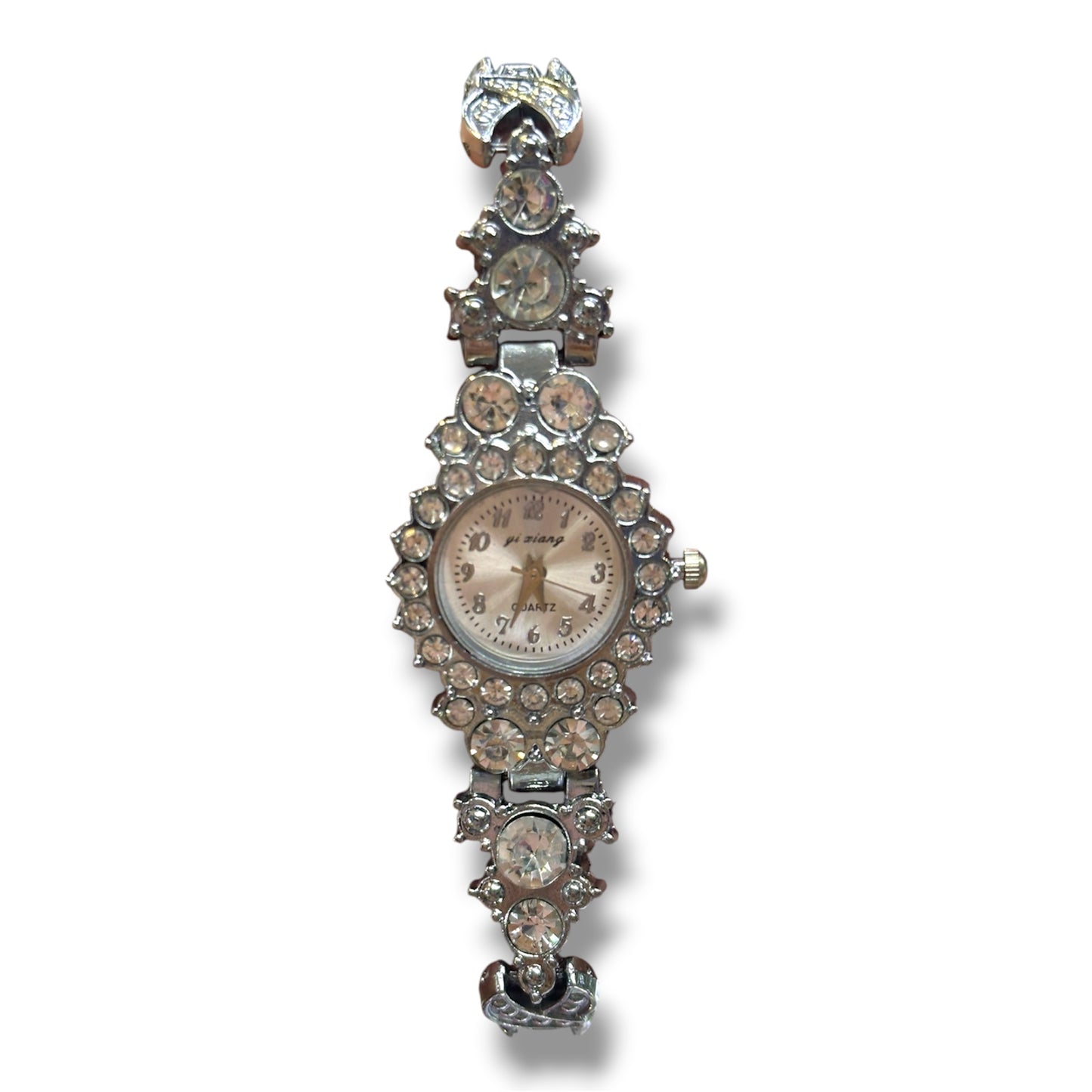 RELOJ DE ACERO PARA DAMA CON DISEÑO DE PERLAS
