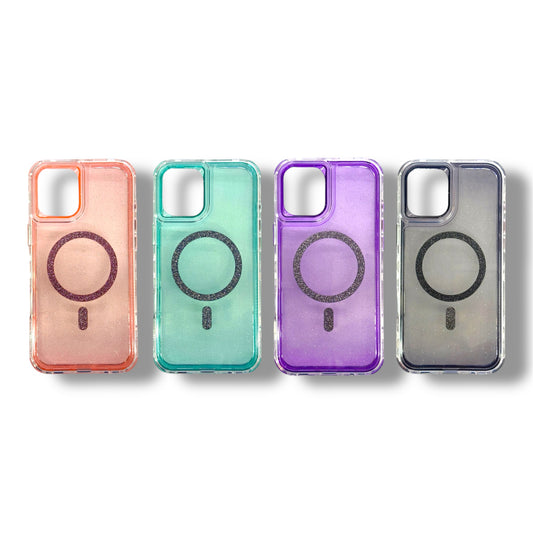IPHONE 16 - ESTUCHE 360 ESCARCHADO TRASPARENTE CON MAGSAFE COLORES VARIOS