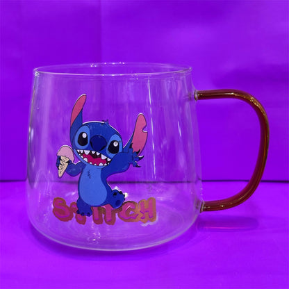 Tazas de cristal con estampado de Stitch - estilo ancho