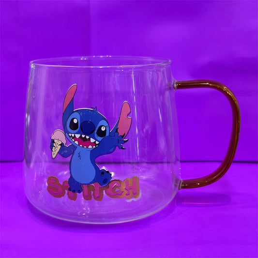 Tazas de cristal con estampado de Stitch - estilo ancho