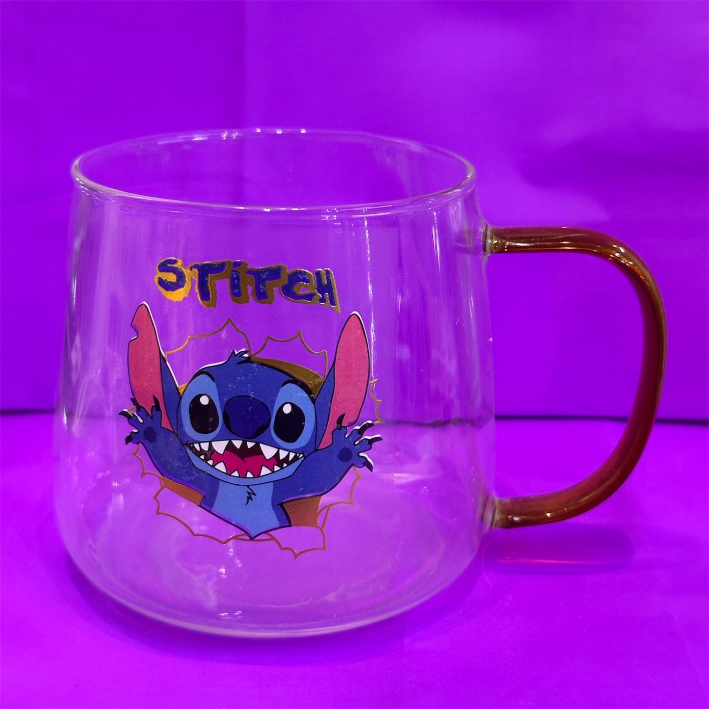 Tazas de cristal con estampado de Stitch - estilo ancho