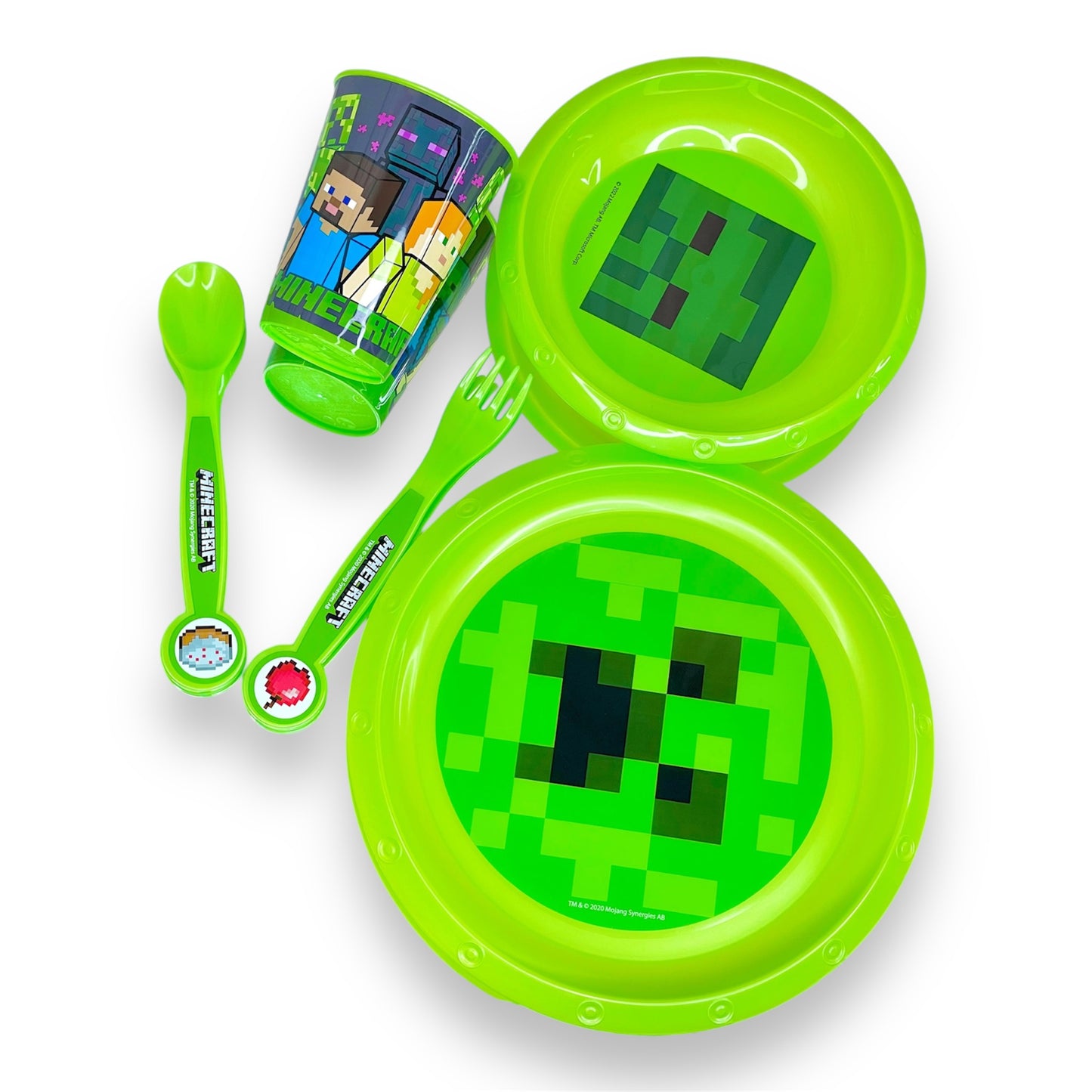 SET DE VAJILLA PLÁSTICA CON DISEÑO DE MINECRAFT
