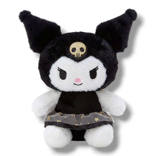 PELUCHE DE KUROMI CON TRAJE NEGRO DE 25 CM APROX