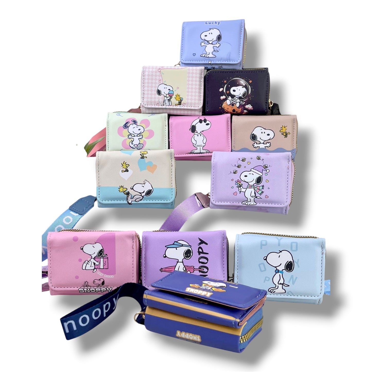 BILLETERA + TARJETERO CON DISEÑO DE SNOOPY - VARIOS DISEÑOS