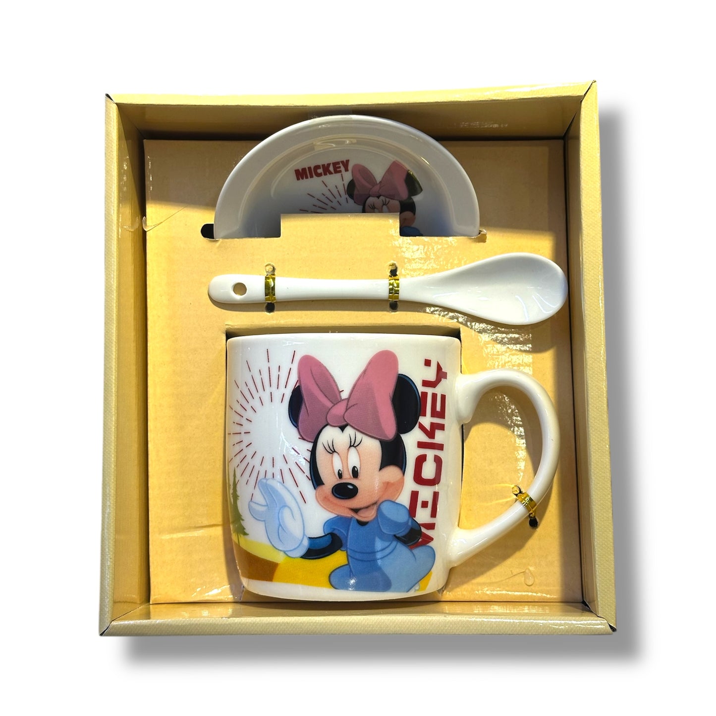 Set de taza de cerámica, cuchara y plato, de Minnie Mouse