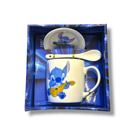 Set de taza de cerámica, cuchara y plato con diseños de Stitch - varios diseños - 1 set