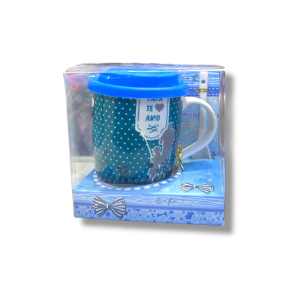Tazas con cucharas de cerámica - con diseños diferentes - 1 UNIDAD