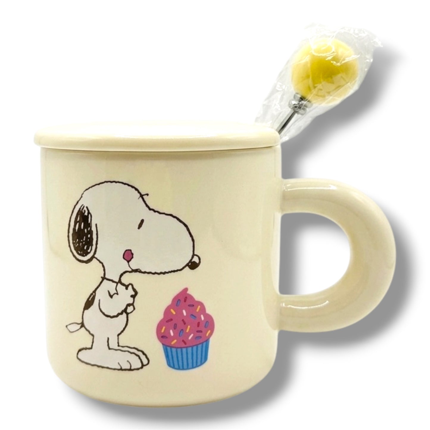 TAZA DE CERÁMICA CON DISEÑO DE SNOOPY - CREMA