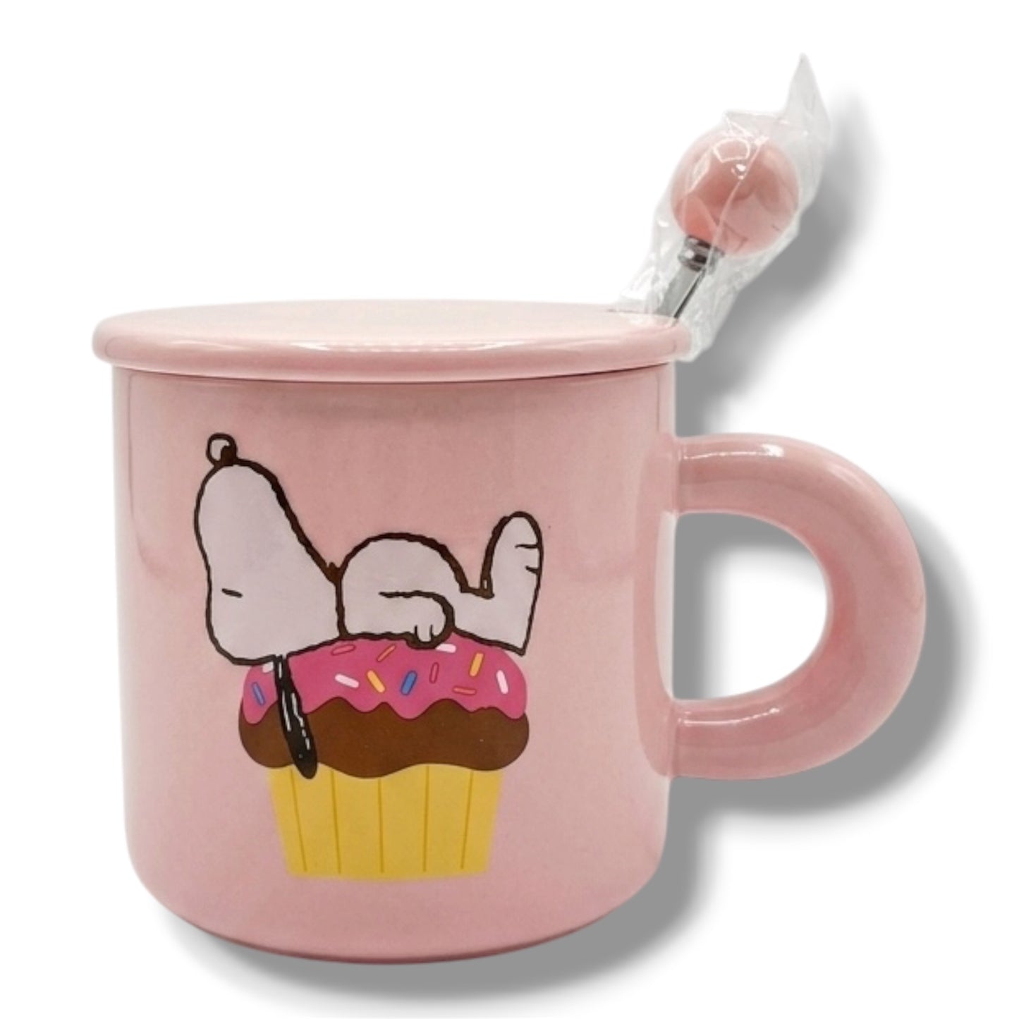 TAZA DE CERÁMICA CON DISEÑO DE SNOOPY - ROSA