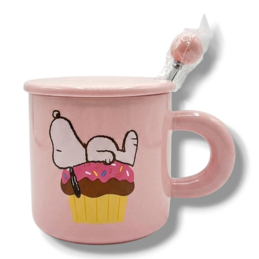 TAZA DE CERÁMICA CON DISEÑO DE SNOOPY - ROSA