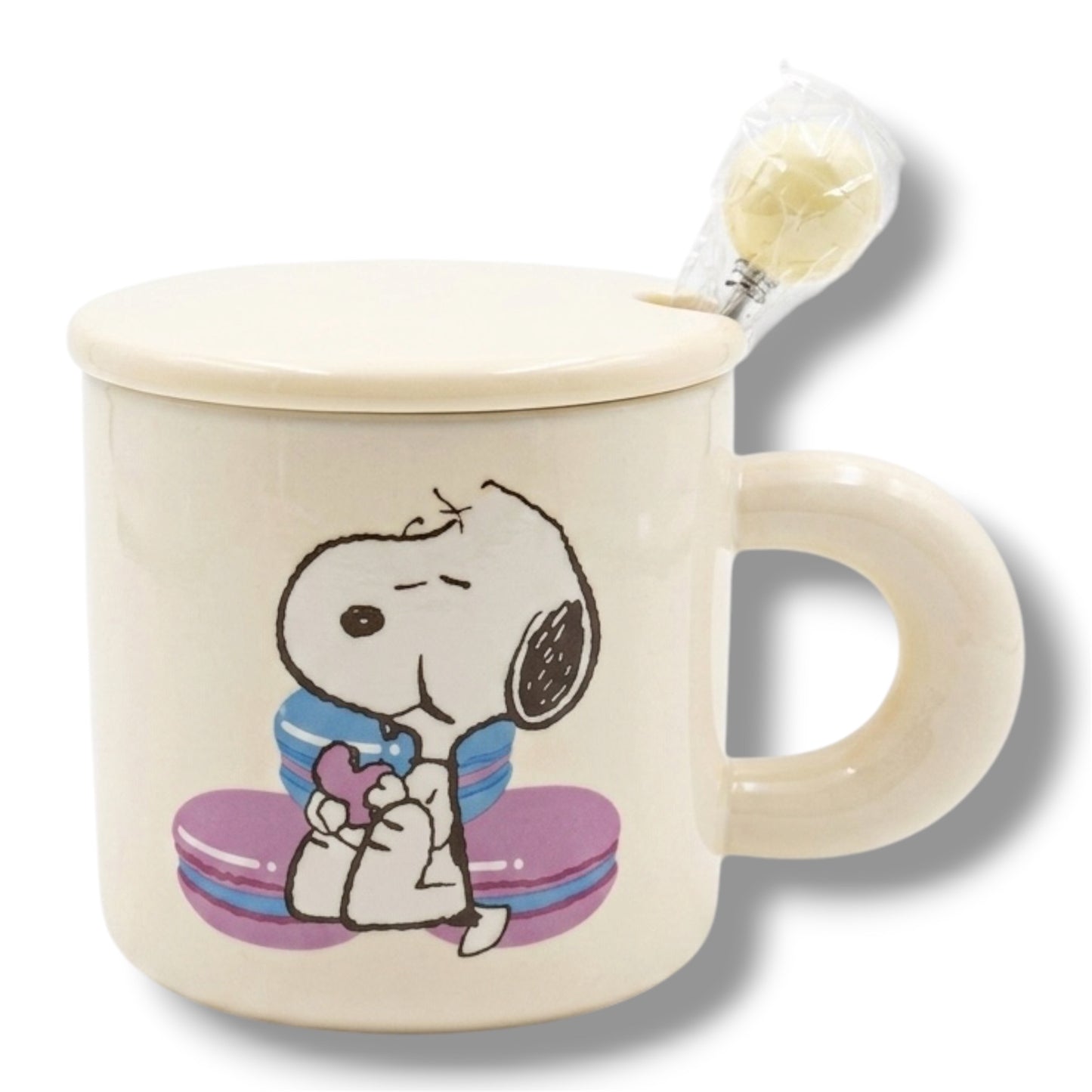 TAZA DE CERÁMICA CON DISEÑO DE SNOOPY - CREMA
