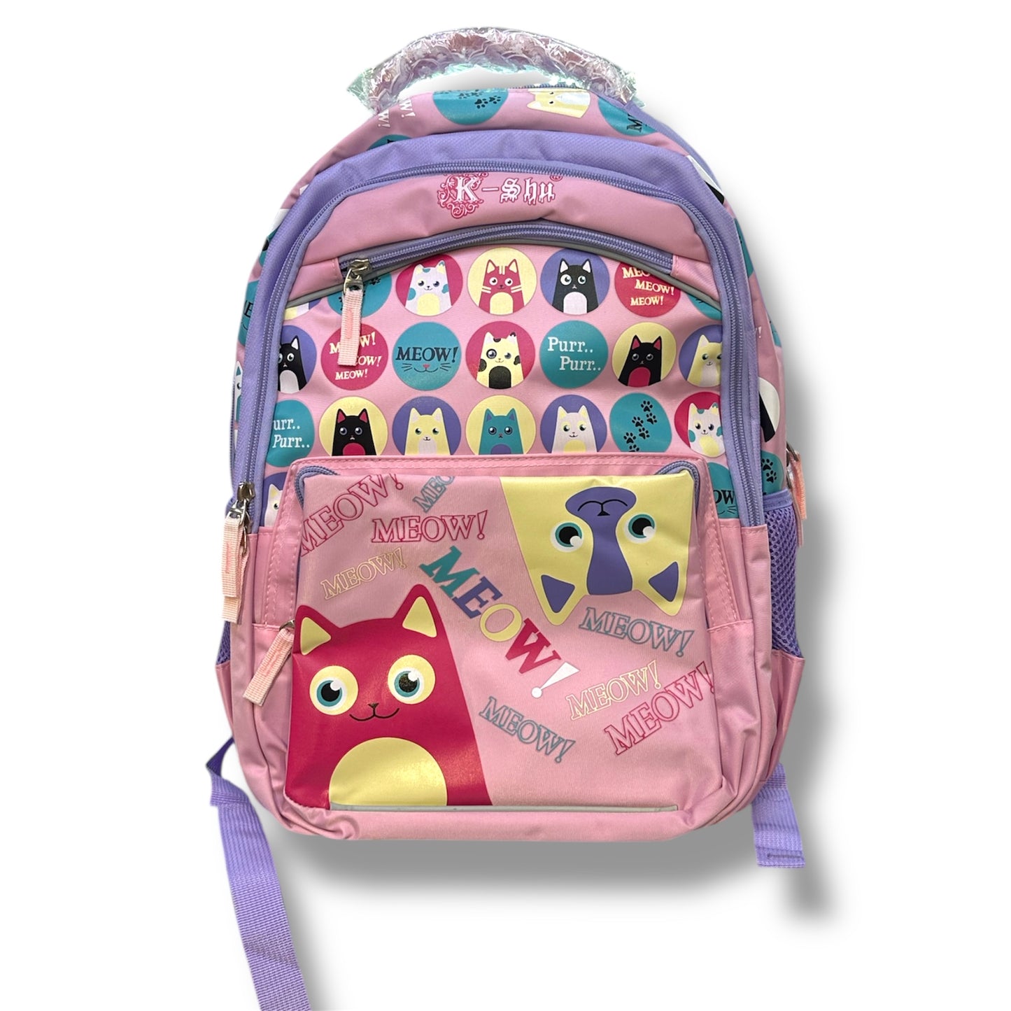 MOCHILA CON DISEÑO DE GATOS CON DIFERENTES COLORES - GRANDE