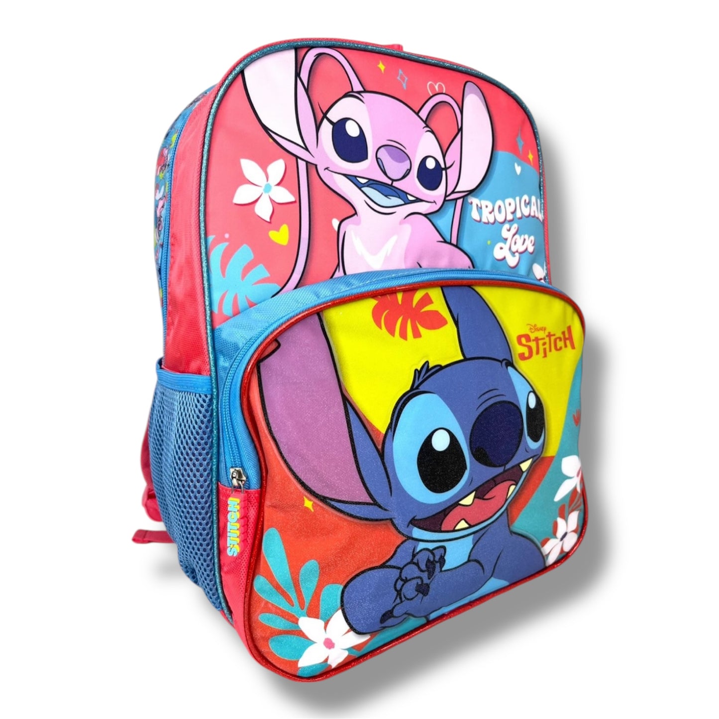 BOLSO CON DISEÑO DE STITCH Y ÁNGEL HAWAIANO - GRANDE