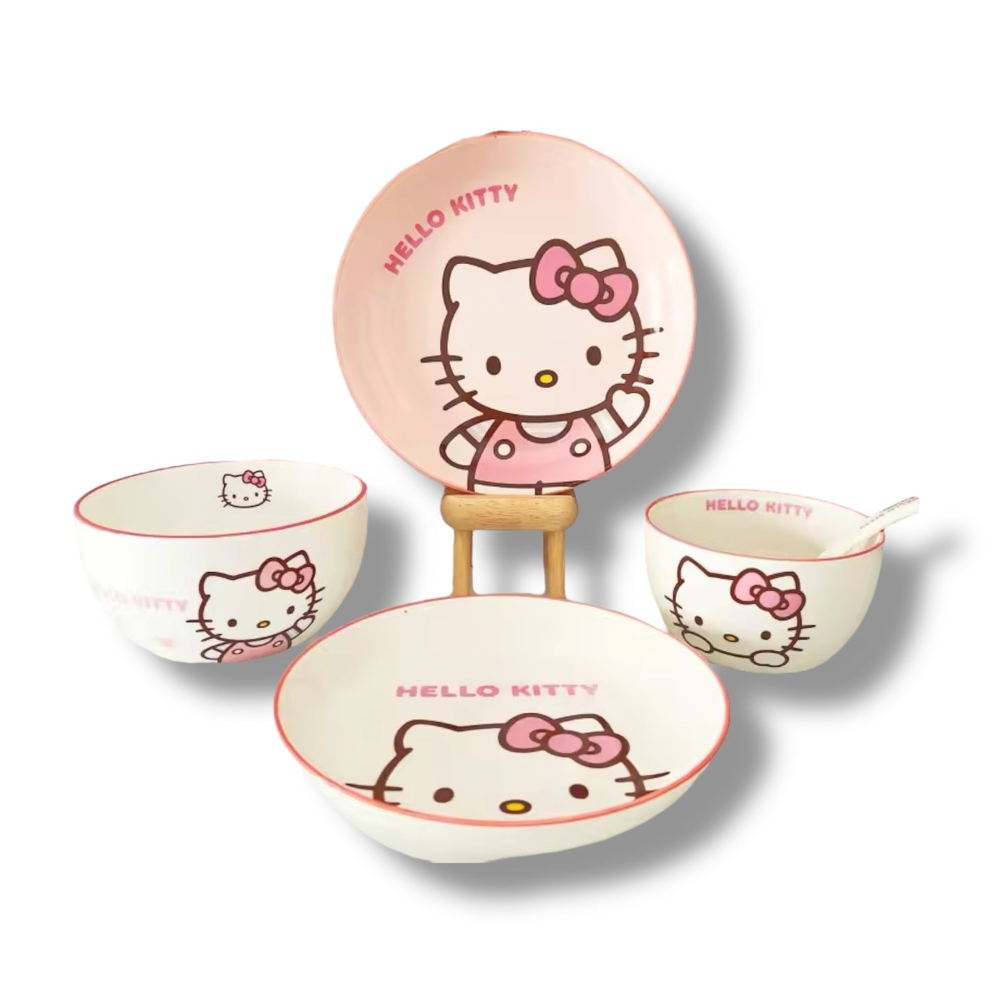 SET DE VAJILLA DE CERAMICA CON DISEÑO DE HELLO KITTY