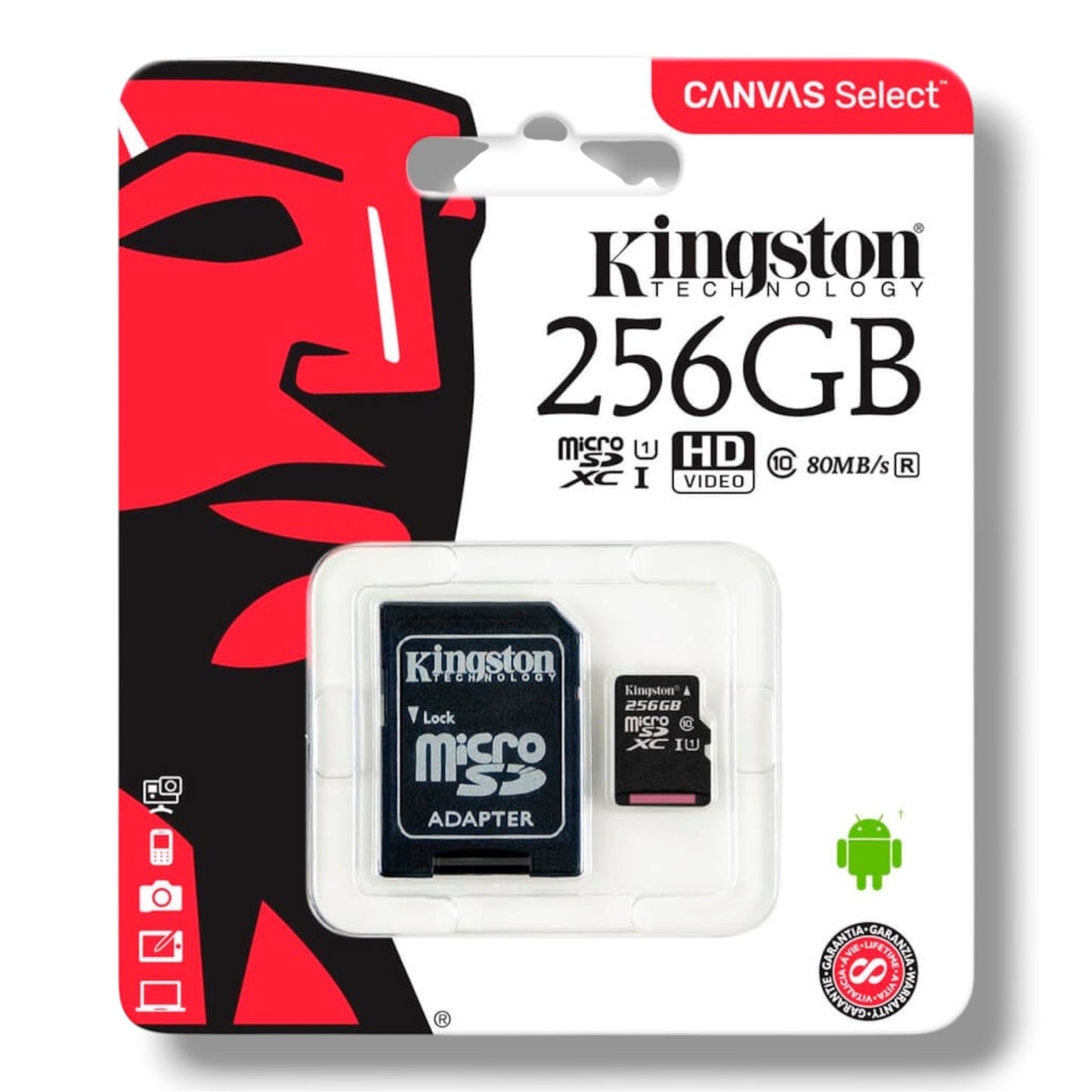MEMORIA MICRO SD 256GB KINGSTON CLASE 10 UHS-1