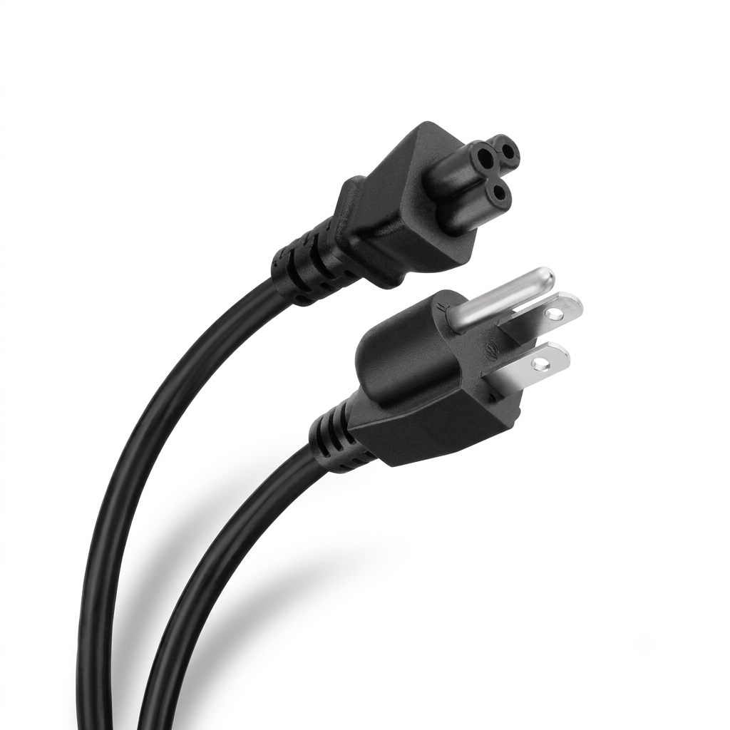 CABLE DE PODER TIPO TRÉBOL PARA LAPTOP DE 1.8M (CONECTOR ENTRADA C5 A ENCHUFE AMERICANO DE 3 PINES)