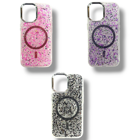IPHONE 16 - ESTUCHE ESCARCHADO TRASPARENTE CON MAGSAFE VARIOS COLORES