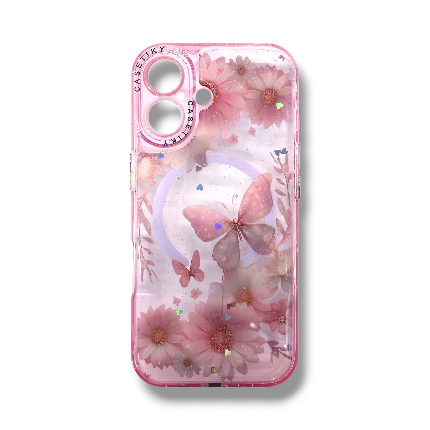 IPHONE 17 - ESTUCHE CON MAGSAFE DISEÑO DE FLORES / TRASPARENTE CON LUZ LED COLORES VARIOS