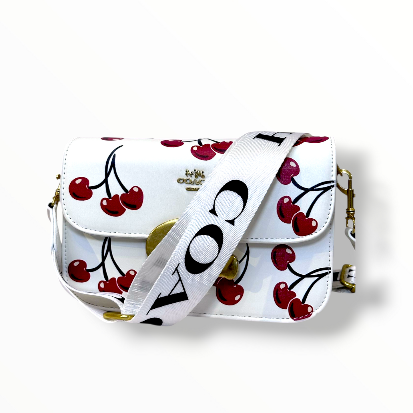 BOLSO DE MUJER                        ESTILO COACH CEREZA - BLANCO