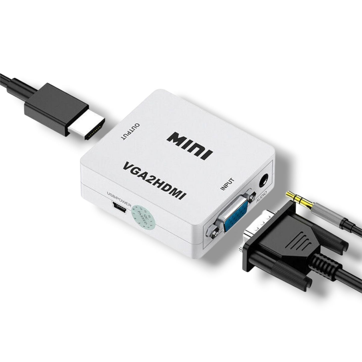 MINI CONVERTIDOR VGA ENTRADA ACTIVO AUDIO 3,5 mm a HDMI SALIDA 1080p - VGA2HDMI
