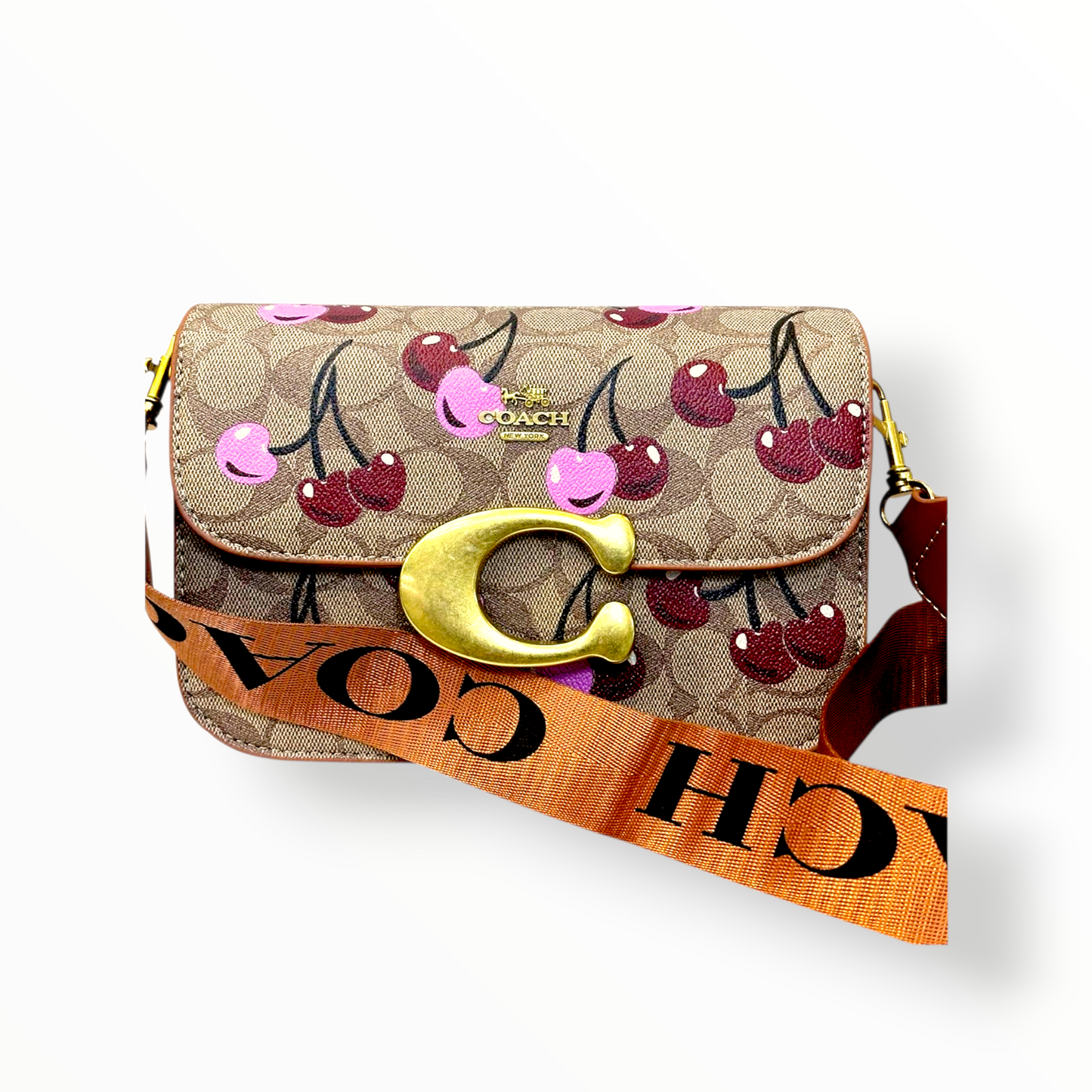 BOLSO DE MUJER                         ESTILO COACH CEREZA  - CAFE