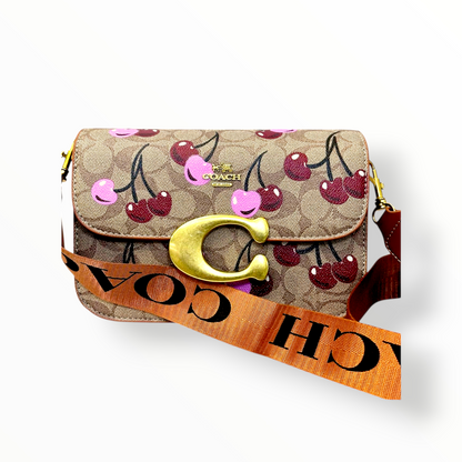BOLSO DE MUJER                         ESTILO COACH CEREZA  - CAFE