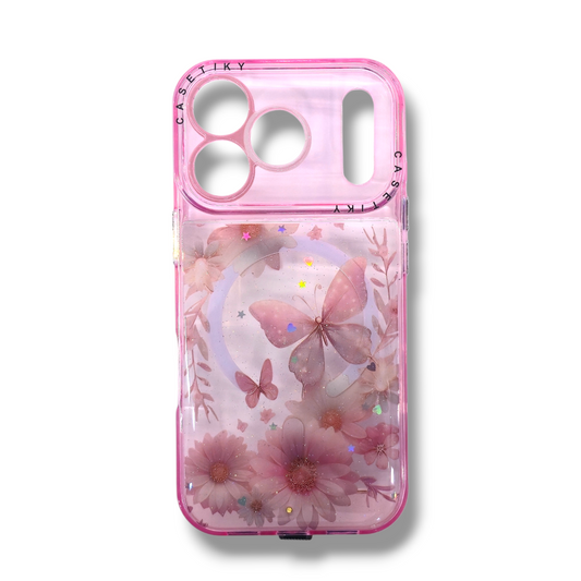 IPHONE 17 PRO - ESTUCHE CON MAGSAFE DISEÑO DE FLORES / TRASPARENTE CON LUZ LED COLORES VARIOS
