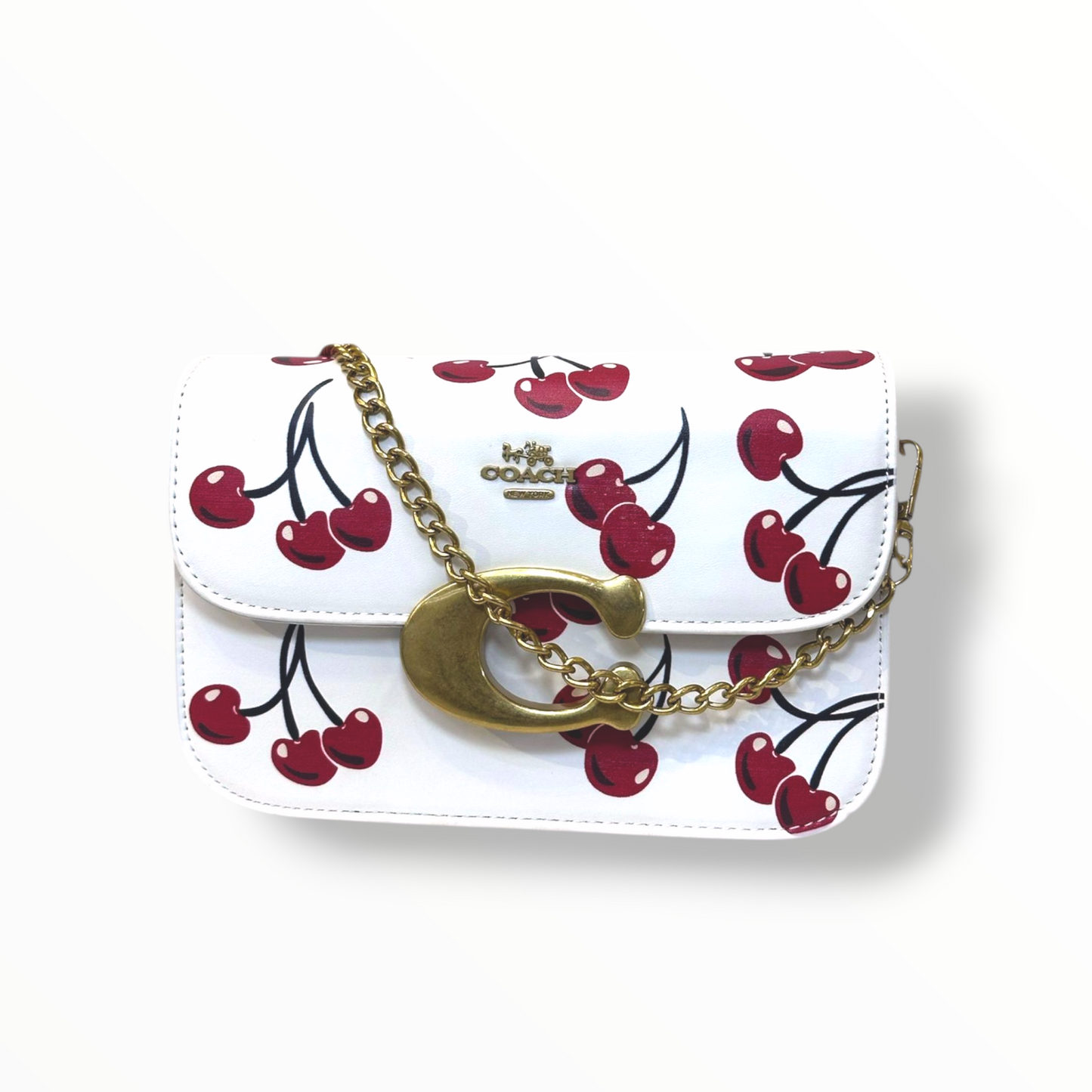 BOLSO DE MUJER                        ESTILO COACH CEREZA - BLANCO