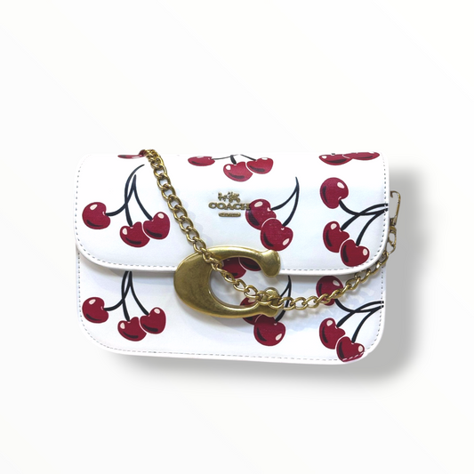 BOLSO DE MUJER                        ESTILO COACH CEREZA - BLANCO
