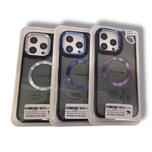 IPHONE 16 PRO MAX  - ESTUCHE TRASPARENTE AHUMADO CON MAGSAFE COLORES VARIOS