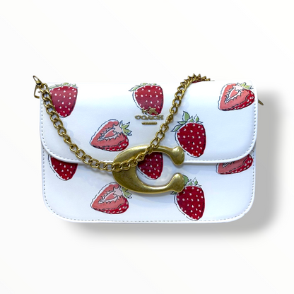 BOLSO DE MUJER                         ESTILO COACH FRESA - BLANCO