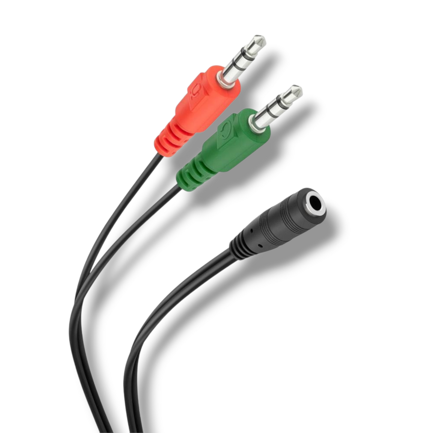 CABLE 3,5 mm HEMBRA A 2 3,5 mm MACHO AUDIO + MICROFONO 19CM