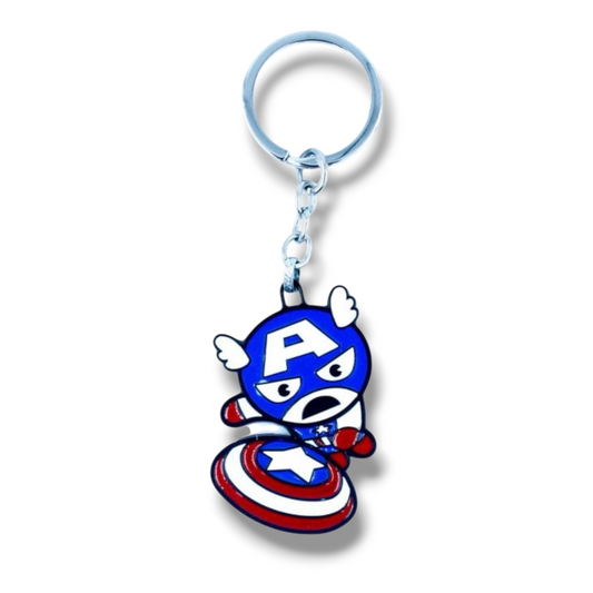 LLAVERO DE ALUMINIO CON DISEÑO DE CAPITÁN AMÉRICA DE 6 CM
