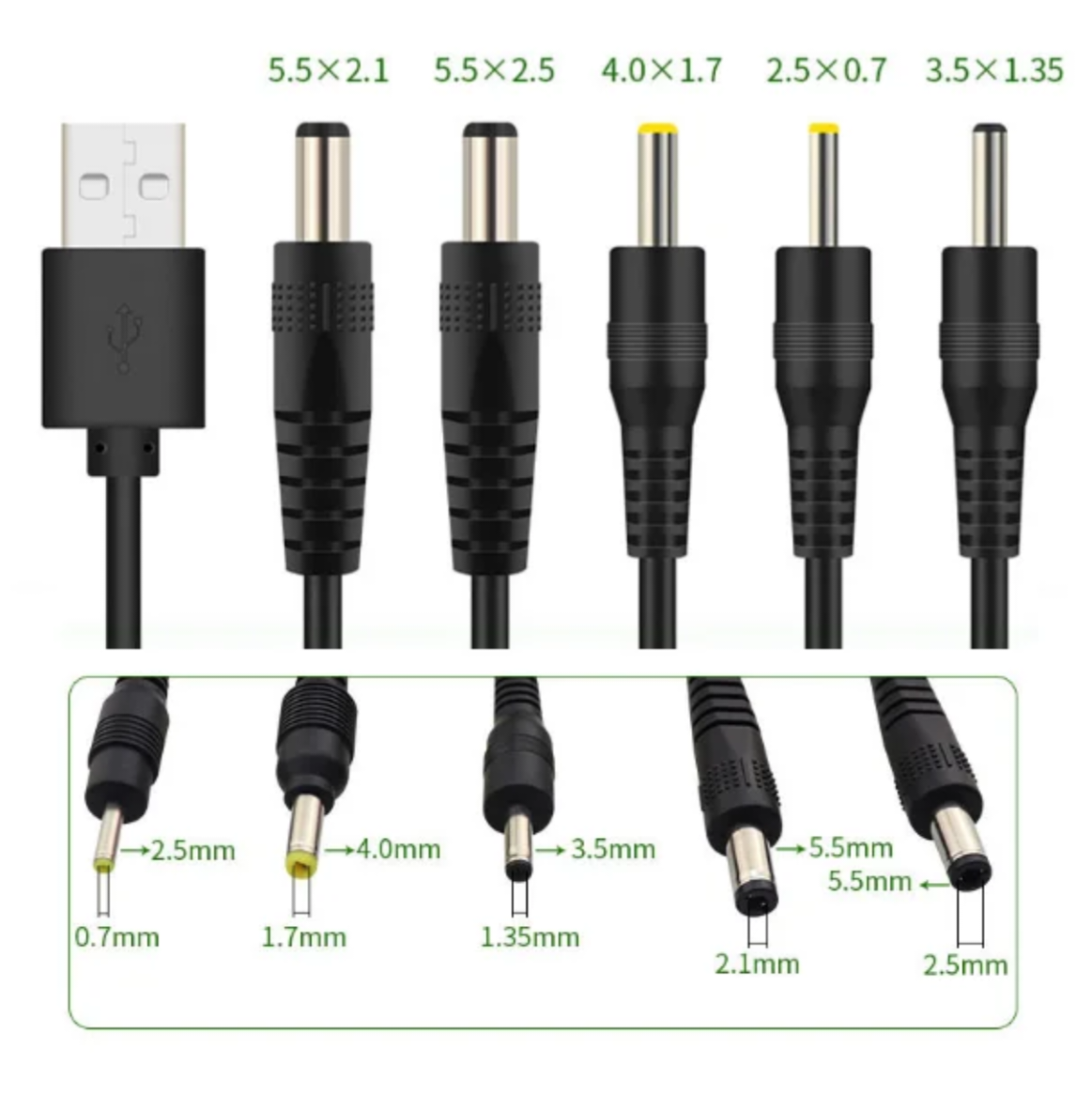 CABLE DE ALIMENTACIÓN USB-A A DC DE 5V 1M