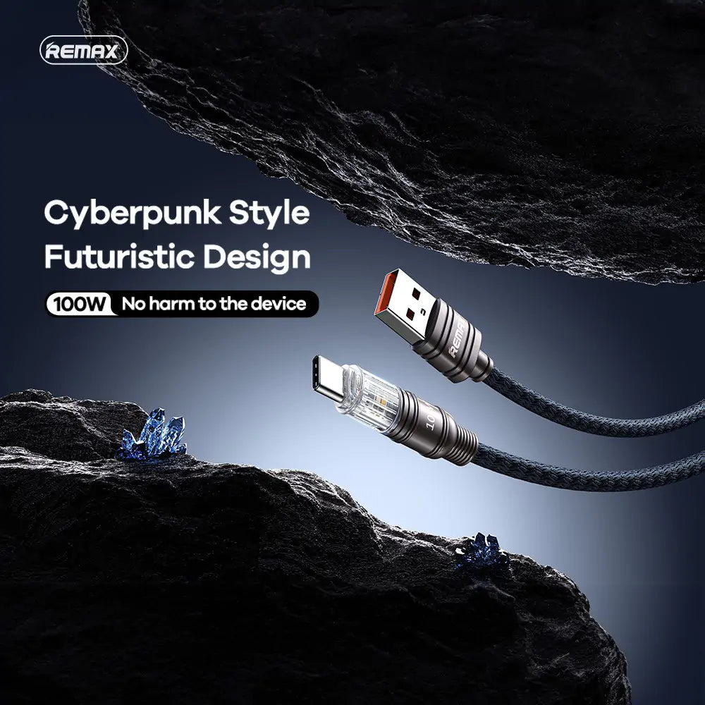 CABLE 100W USB-A A USB-C 1.2M TRENZADO - REMAX RC-C128 SERIES BOUNDLESS