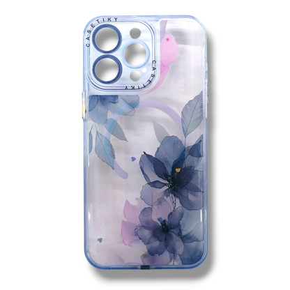 IPHONE 15 PRO MAX - ESTUCHE CON MAGSAFE DISEÑO DE FLORES / TRASPARENTE CON LUZ LED COLORES VARIOS