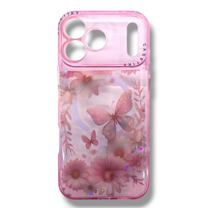 IPHONE 17 PRO MAX - ESTUCHE CON MAGSAFE DISEÑO DE FLORES / TRASPARENTE CON LUZ LED COLORES VARIOS