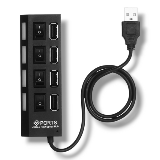 HUB USB-A 2.0 DE 4 PUERTOS USB-A CON INTERRUPTOR LED - FC-8827
