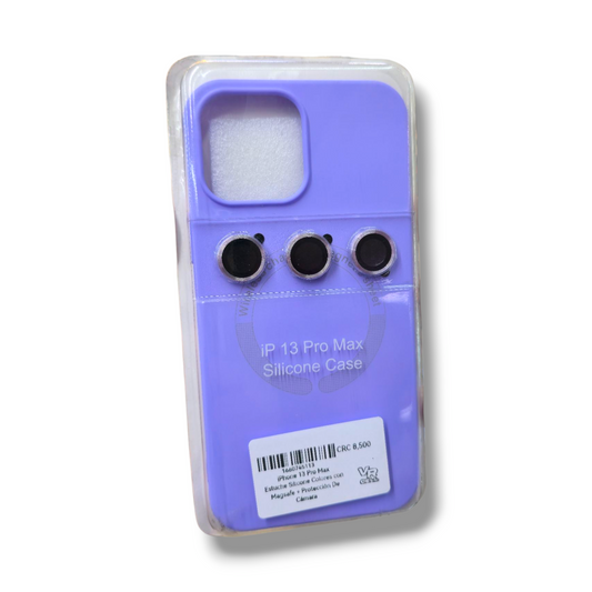 iPhone 13 Pro Max - Estuche Silicone Colores con Magsafe + Protección De Cámara