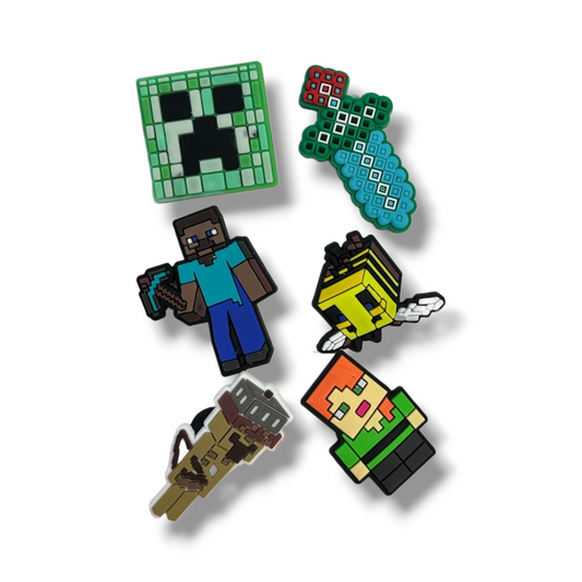 PINES DE CROCS CON DISEÑO DE MINECRAFT - 1 PAQUETE
