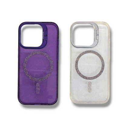 IPHONE 16 PRO - ESTUCHE  ESCARCHADO TRASPARENTE CON MAGSAFE Y KICKSTAND VARIOS COLORES