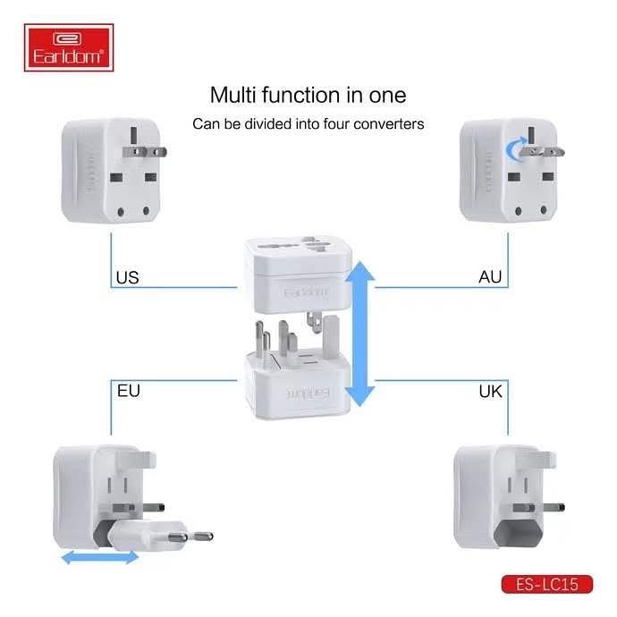 ADAPTADOR DE CORRIENTE INTERNACIONAL UNIVERSAL US/UK/EU/AU - EARLDOM LC15