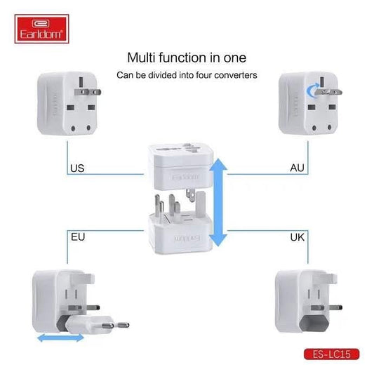 ADAPTADOR DE CORRIENTE INTERNACIONAL UNIVERSAL US/UK/EU/AU - EARLDOM LC15