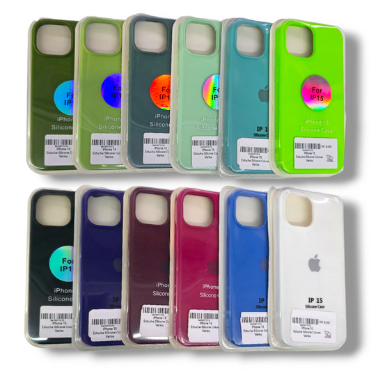 IPHONE 15 - ESTUCHE SILICONE - VARIOS COLORES