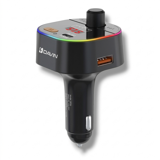 TRASMISOR + CARGADOR PARA CARRO 27W USB-A+C QC3.0 - DAVIN DF04