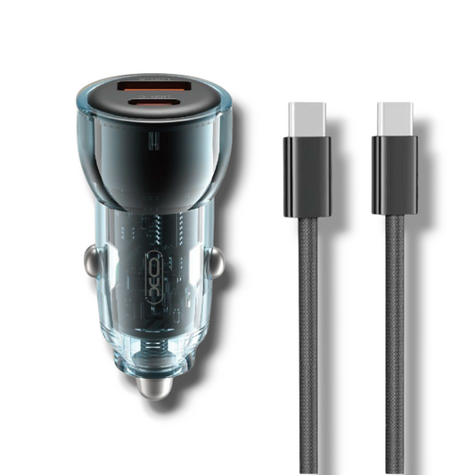 USB-A+C PD 30W + QC 30W CON CABLE CARGADOR PARA CARRO - XO-CC60