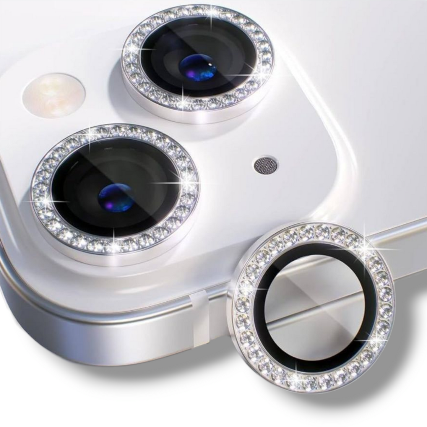 IPhone 13 / 13 Mini Temperado De Camara - Diamante / Plateado