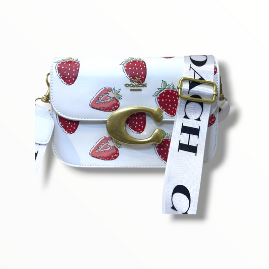 BOLSO DE MUJER                         ESTILO COACH FRESA - BLANCO